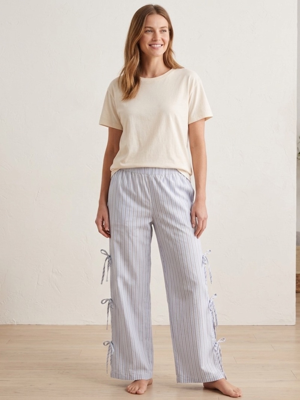 Wild Fable Light Blue Striped Wide-Leg Pants